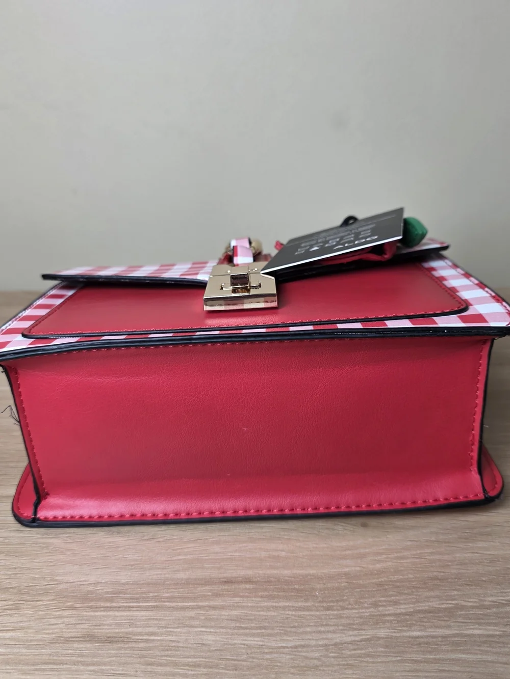 Aldo Red Gingham Strawberry Coin Purse Top-Handle Bag
